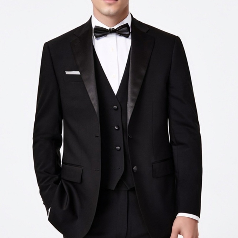 Calvin Klein Men Tuxedo Jacket 40S Black Slim Fit Peak Lapel Prom Gala NWT
